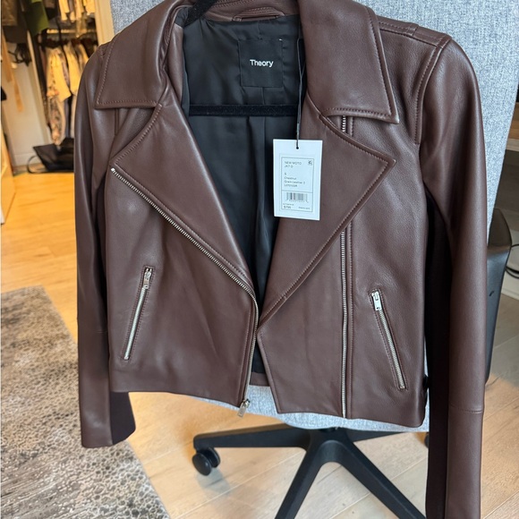 Theory Jackets & Blazers - Theory Women's Brown Leather Jacket